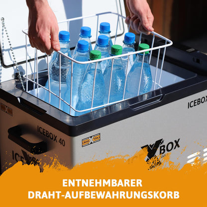CROSS TOOLS electric compressor cooler box 37L -20°C, for camping & car, portable freezer box, fridge with app, 230V/12V/24V, ideal for boats & vans, 65x37.5x42.7cm, ICEBOX 40, 68061