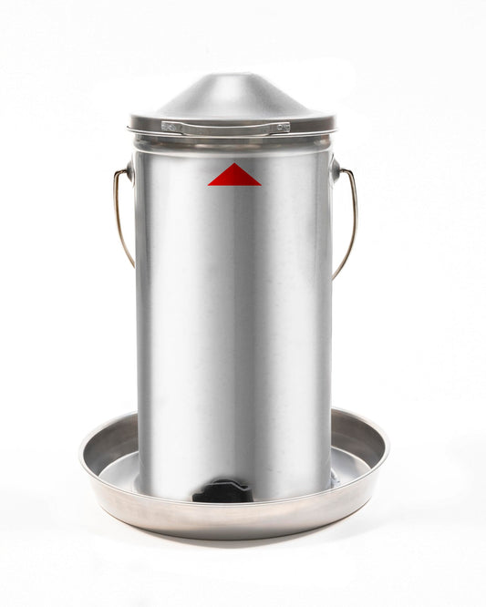 Chicken waterer 4 liters stainless steel: Poultry drinker metal easy cleaning | Heated chicken drinker compatible with candles + drink warmer for chickens.