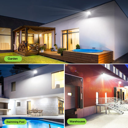LED floodlight with motion sensor outside - 100W 10000LM 6500K LED floodlight outside with remote control, timing function, adjustable brightness LED floodlight, IP66 waterproof spotlight for garage yard