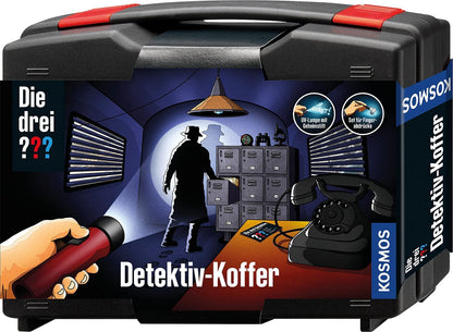The Three Investigators Detective Case from KOSMOS, detective toy set for kids aged 8 and up with fingerprint powder, essential tools, and expert tips for investigation.