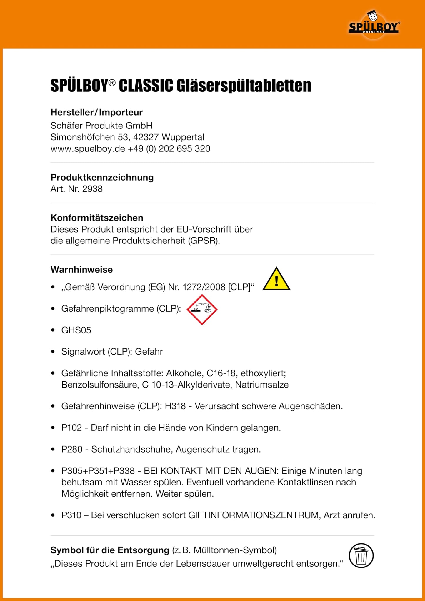SPÜLBOY® glass washing tablets Neptun T2000 and Twin-Go T (48 tablets to quarter = 192 applications, 750g, 4-6 hours effectiveness)