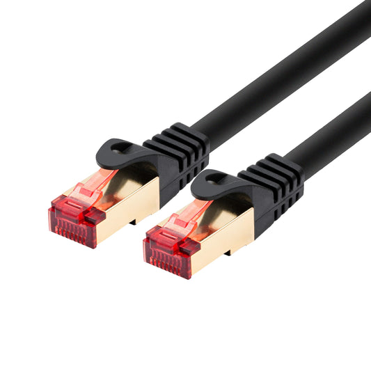 BIGtec LAN Cable 50m Ethernet Cable Network Cable Patch Cable Gold-Plated RJ45 Connectors Double Shielded Black Gigabit for Network Switch Router DSL PC Computer Laptop Gaming