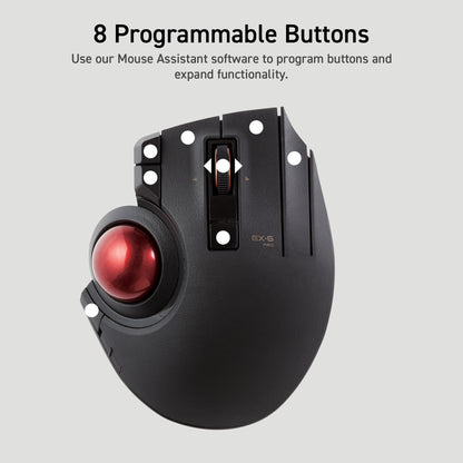 ELECOM Trackball Mouse Wireless, Ergonomic Mouse, 3Device Connection, Wired (USB), Bluetooth, Track Ball Mouse, Thumb Control, Compatible for PC, Laptop, Mac, Windows, macOS, EX-G Pro (M-XPT1MRXBK)