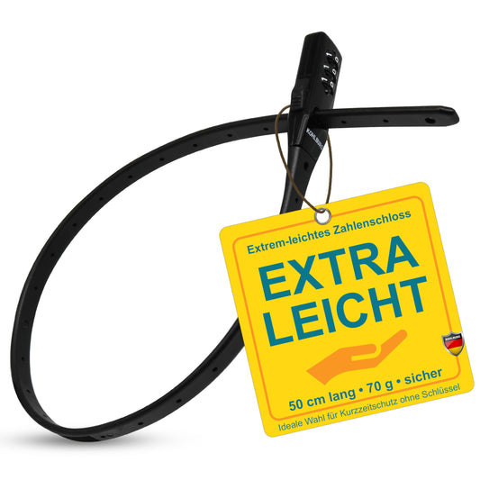 KOHLBURG ultra-light combination lock - 70g light with numeric code - 50cm bike lock small and secure - cable tie lock also for road bike scooter roller - helmet lock ski lock & child lock