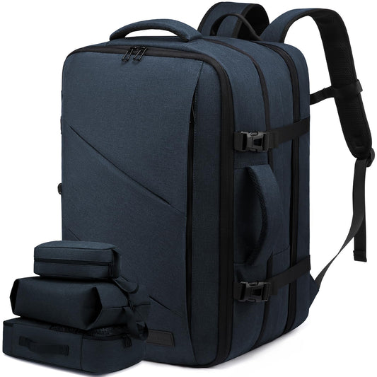 LOVEVOOK 30-40L backpack carry-on travel backpack for men and women, expandable business backpack, laptop backpack for 17.3 inches, anti-theft, blue.