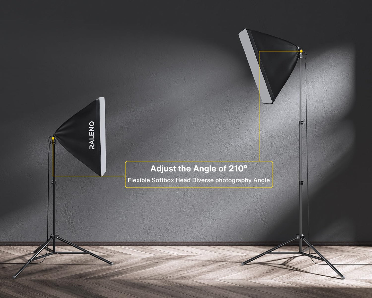 RALENO Photo Studio Set, 2.6m x 3m backdrop support system Green Screen set, Softbox studio lighting kit with 5500K 97 CRI, 50W and 45W LED lamps for product portrait video product photography.