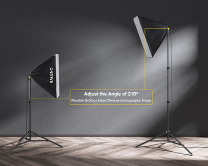 RALENO Photo Studio Set, 2.6m x 3m backdrop support system Green Screen set, Softbox studio lighting kit with 5500K 97 CRI, 50W and 45W LED lamps for product portrait video product photography.