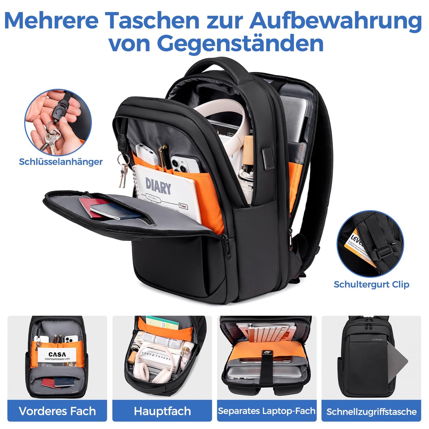 Fenree.geer Backpack Men - Carry-On Backpack 15.6-Inch Laptop Backpack Expandable (Waterproof & Anti-Theft) - Elegant Laptop Bag for Office, Travel, Commuting, and School - Unisex Design