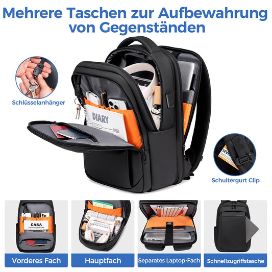 Fenree.geer Backpack Men - Carry-On Backpack 15.6-Inch Laptop Backpack Expandable (Waterproof & Anti-Theft) - Elegant Laptop Bag for Office, Travel, Commuting, and School - Unisex Design