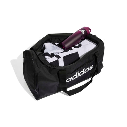 adidas Unisex Essentials Linear Duffel Bag, Black/Black/White, M