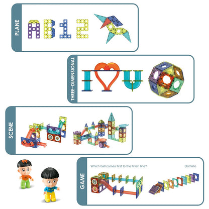 morkka Magnetic Building Blocks, STEM Montessori Toy for Kids 3 4 5 6 7 8 Years 3D Learning Toy Blocks Set Construction Blocks Gift for Boys Girls Orbital Blocks Railway Construction (110PCS)