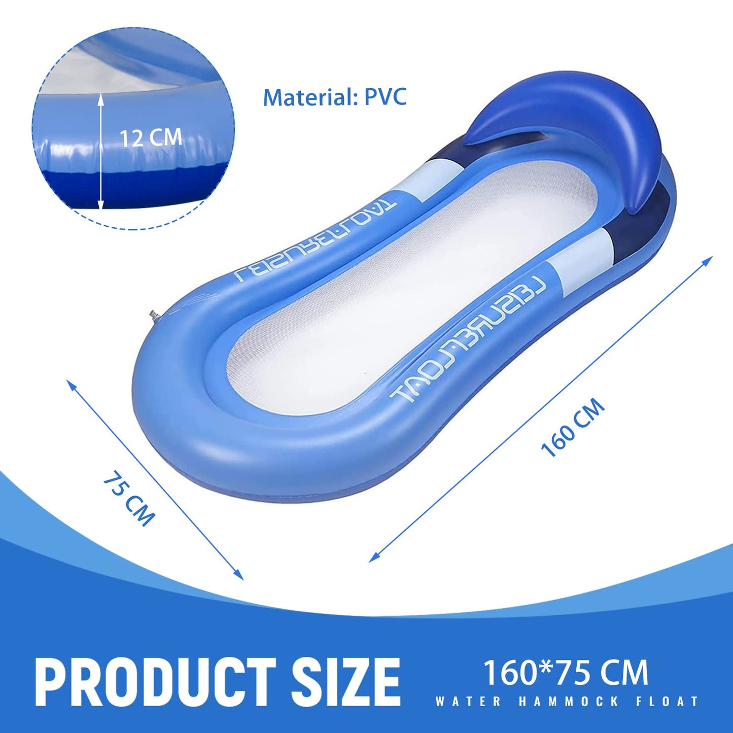 Pool Hammock with Mesh, Adult Pool Float, Water Hammock Float with Net, Pool Water Hammock Lounger Swim Ring Floating Bed (160 x 84cm)