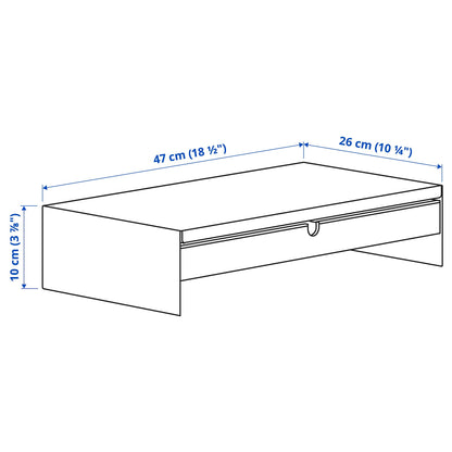 ProTuning ELLOVEN monitor stand with drawer, made of aluminum, 47x26x10 cm white.