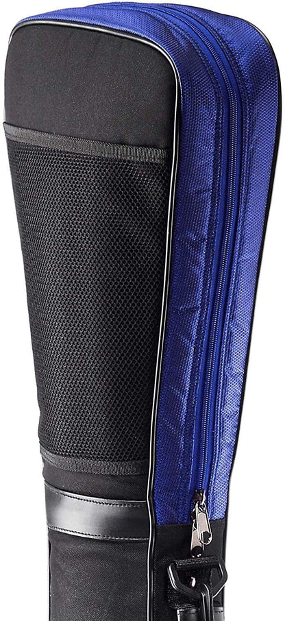 Golf bag/pencil bag/travel bag/range bag/pistol bag/carrying bag with integrated protective cover and outer pocket in black - royal blue.