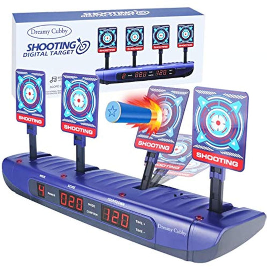 Dreamy Cubby Target for Nerf Gun, Foam Blaster Sets, 4 Game Modes & 4 Targets Electronic Scoring Automatic Reset Digital Toy for 6 7 8 9 10 Year Old Kids Easter Gift