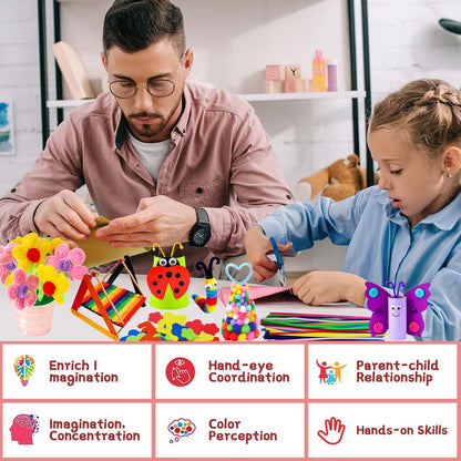 :  Without Bastelset Children, 2200+ PCS DIY Crafting Craft Kit Craft Box, Craft Felt Craft Paper Crafting Supplies Craft Supplies Craft Kit Scrapbooking, Pipe Cleaners, Pom poms, Beads