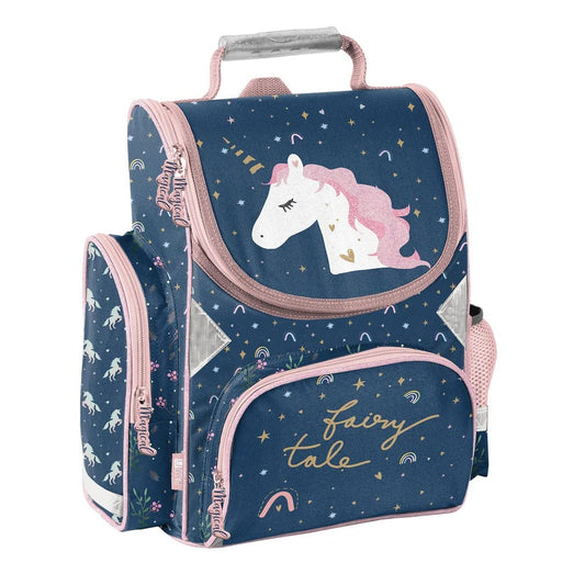 Familando Girl's School Backpack Set Magic Unicorn, 8 pieces, ergonomic backpack with reflectors, suitable from 1st grade with pencil case and sports bag (Unicorn)