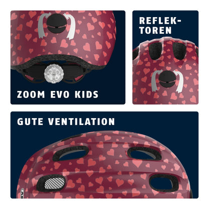 ABUS Children's Helmet Smiley 2.0 - Sturdy bike helmet for girls and boys - Red with heart pattern, size S