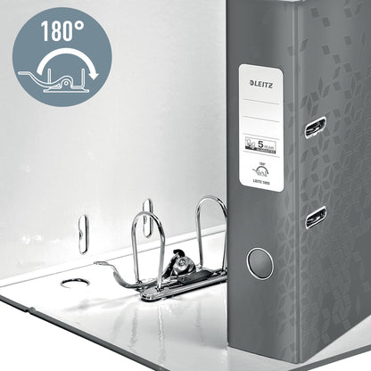 Leitz Quality Folder 180°, 5.8 cm spine width, laminated greyboard, Blue, WOW Series, design may vary, 10054036.