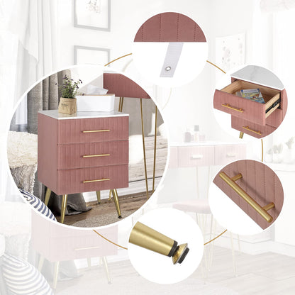 WOLTU 2 pack nightstand bedside table for box spring bed, chest of drawers made of solid wood, easy assembly, stable, 40.5x41x62cm, Pink TS135rs