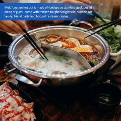 TOPBATHY Induction Wok Electric Hot Pot Induction Cooker Fondue Pot Shabu Hot Pot For Home Stainless Steel Insulated Hot Pot Electric Cooking Pots Rice Cooker Daily Use