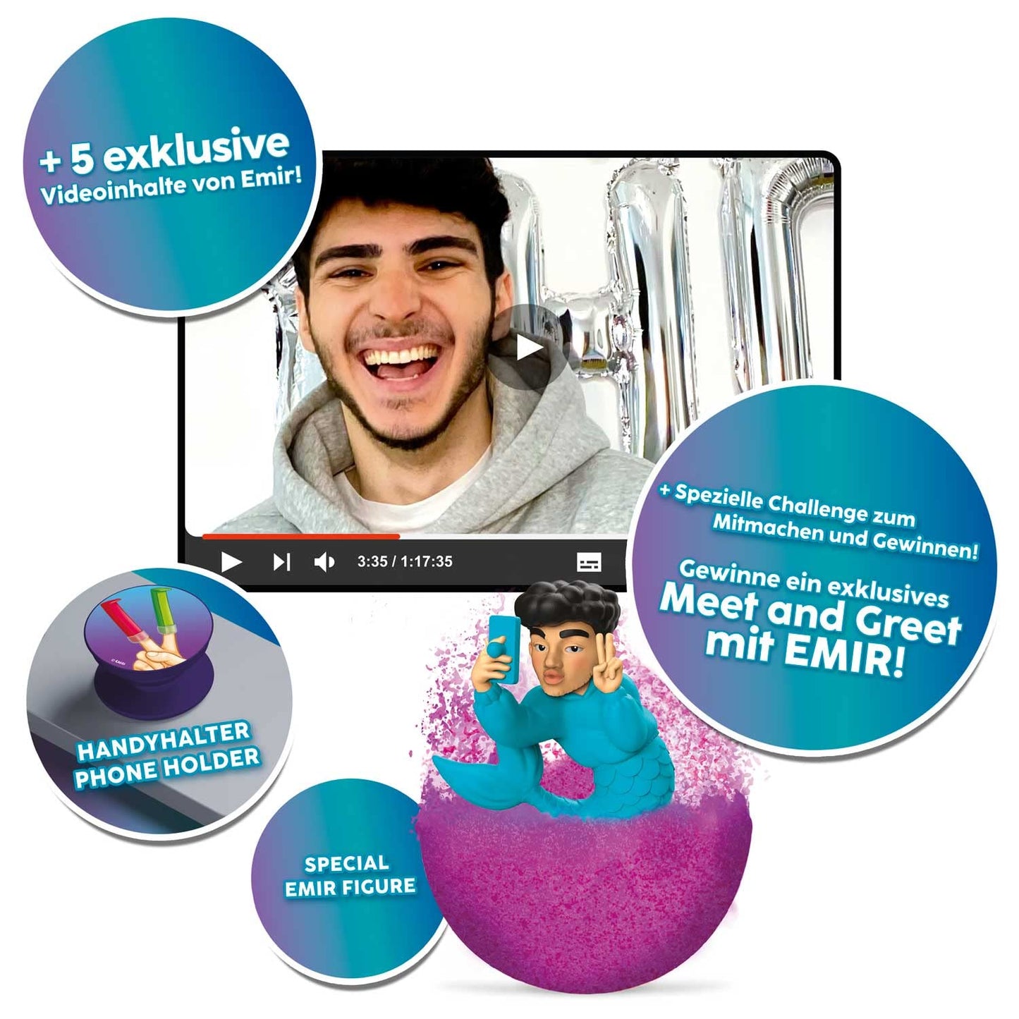 CRAZE Advent Calendar for kids, Tiktok star Emir Bayrak Mermaid toy Christmas calendar for kids with INKEE bath bombs, compound mix, and exclusive content.