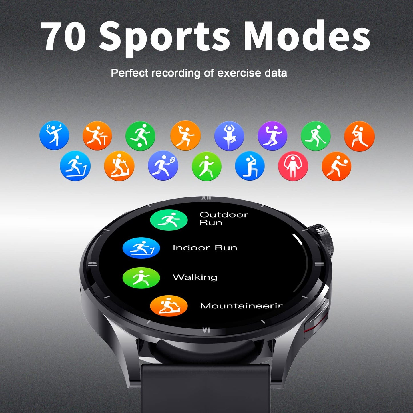 Smartwatch with phone function, 1.32 inch smartwatch for men with Bluetooth heart rate monitor, sleep tracker, calorie tracker, sports watch with voice assistant 360*360 HD touchscreen for iOS and Android.