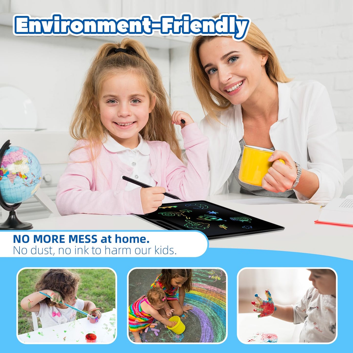Kinayue LCD Writing Tablet for Kids, Rechargeable 16 Inch Drawing Board, Preschool Learning Toy Christmas Birthday Easter Gift 3 4 5 6 7 Year Old Girls Boys