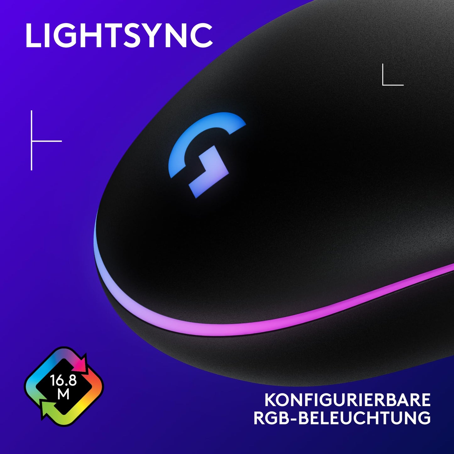 Logitech G203 Gaming Mouse with customizable LIGHTSYNC RGB lighting, 6 programmable buttons, gaming-grade sensor, 8,000 DPI tracking, lightweight - Black