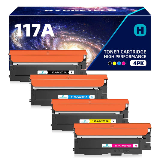 Hyggetech 117A Toner Compatible HP 117A Set Toner for Color Laser MFP 179fwg, Color Laser MFP 178nwg, Color Laser MFP 178nw, HP Color Laser 150nw, MFP 179fnw, 178nwg, 179fwg. (W2070A, W2071A, W2072A, W2073A)
