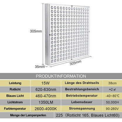 Lospitch LED Grow Light 15W, Full Spectrum Plant Lamp, 225 Red & Blue LEDs Plant Light for Hydroponic, Indoor Seeding Veg Flower, Grow Tent and Greenhouse.