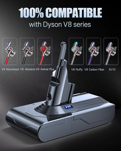 6000mAh battery compatible with Dyson V8 Absolute, Animal, Animal Exclusive, Fluffy, SV10