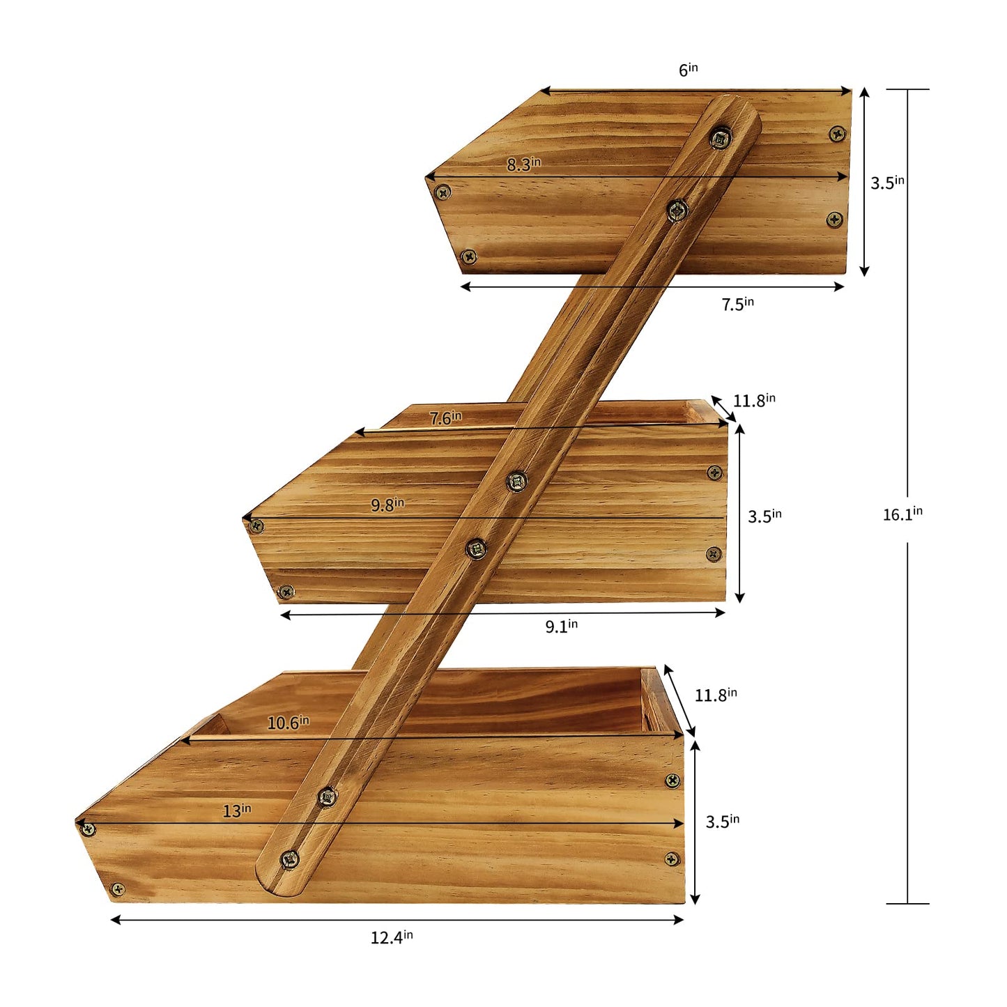 CALM COZY 3-tier wooden fruit basket, vegetable stand fruit rack, storage holder for fruit, cake, candy.