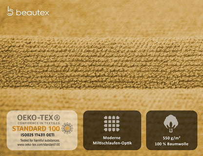 BEAUTEX towel set Premium terry sets Made in Europe, 100% cotton 550g/m², Oeko-TEX Certified (Set: 2 guest, 2 hand, 2 bath towels in Gold)