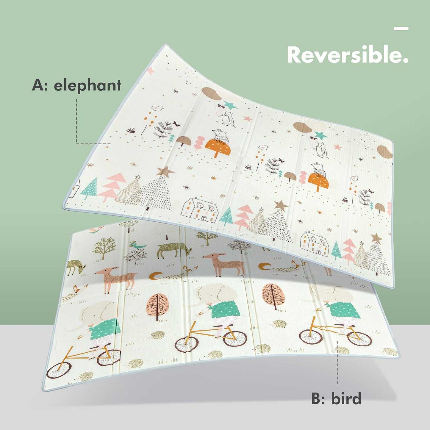 Uanlauo Foldable Baby Play Mat, 200x180x1.5cm Crawling Blanket for Baby, Non-toxic Baby Crawling Mat, Kids Play Mat with Edge Reinforcement.