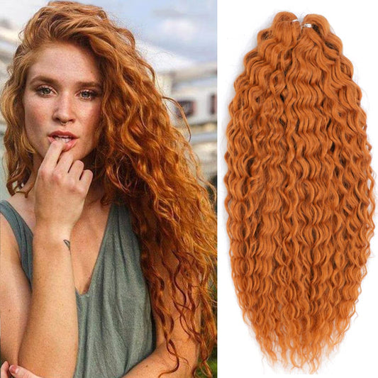 PORSMEER 3 Packs 22 Inch Water Wave Twist Crochet Hair Orange for Butterfly Locs Crochet Braids Bohemian Hair Extensions Pre-Looped Synthetic Hair Extensions for Women.