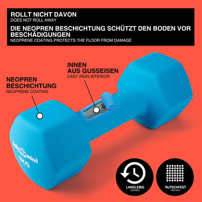 Body & Mind® Dumbbells 2-pack Neoprene Gym Dumbbells; Effective strength training with various weights; Fitness workout for home.