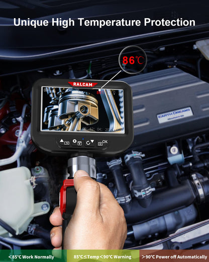Ralcam Endoscope Camera with Light - 6.2mm Inspection Camera 4.3" HD 720P Pipe Camera, Cameras with 6 LED, IP67 Waterproof 2m Flexible Channel Camera Telescopic Camera Automotive Tool