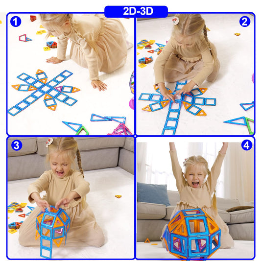 CONDIS Magnetic Building Blocks 120 Pieces, Magnetic Toy Magnets Children Magnet Building Blocks Magnet Toy Magnetic Games for Gift from 3 4 5 6 7 8 Years Boys Girls Building Blocks Kids Toys