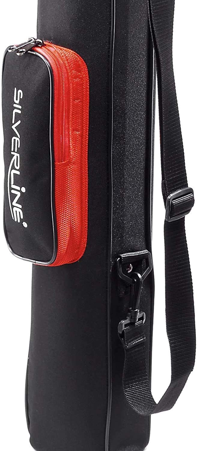 Golf bag/pencil bag/travel bag/range bag/pistol bag/carry bag with integrated protective cover and external pocket in color: black - red.