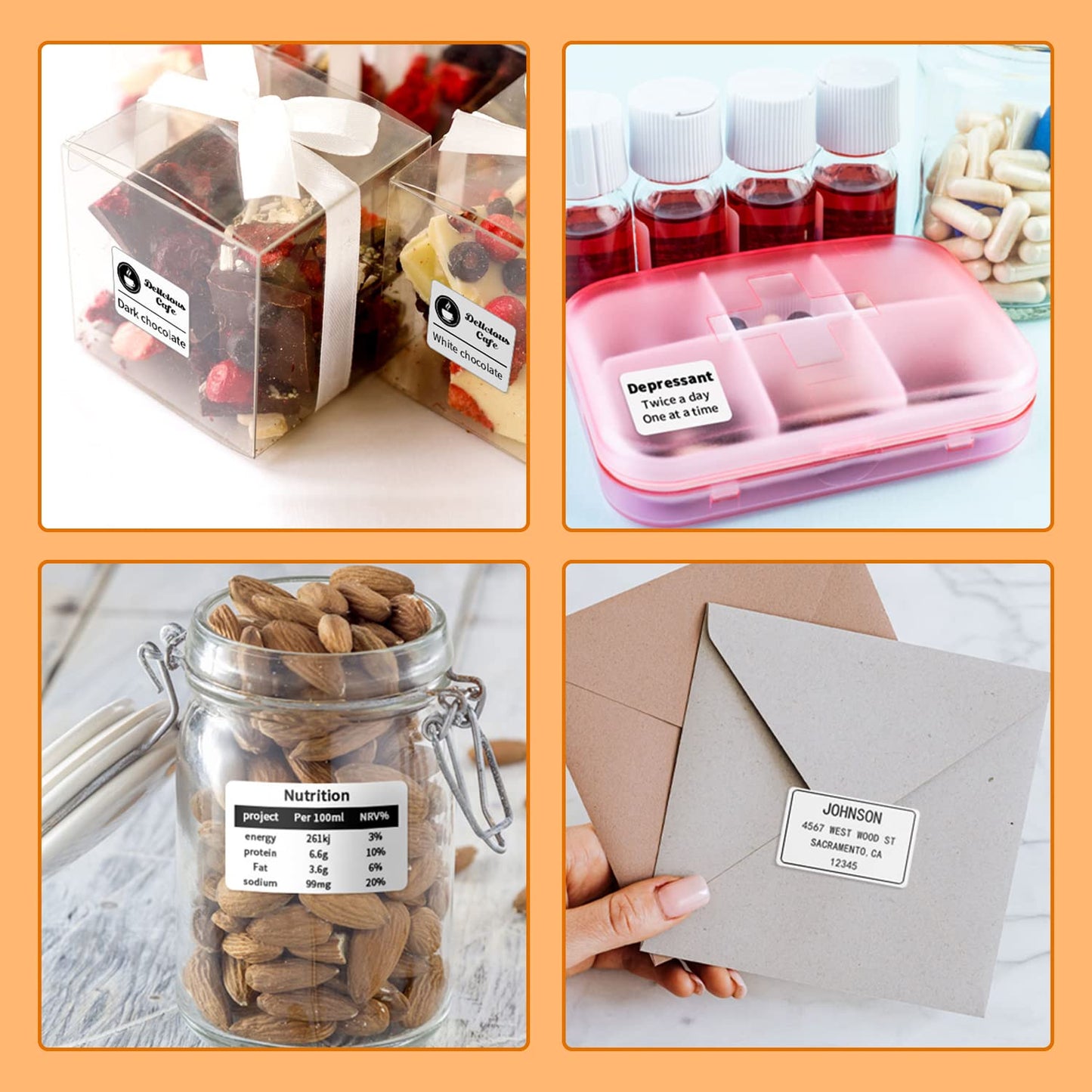 Phomemo 6 Rolls M110 self-adhesive thermal label, 1.96"x1.18" (50x30mm), compatible with Phomemo M110 M200 M120 M220 M221 M108 M102 M100 M150 M250 M260 label printers, 230/roll, 6 rolls