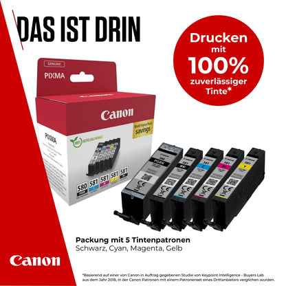 Canon ink cartridges - PGI-580/CLI-581 BK C M Y PGBK Original printer cartridges 5 pack (1 x Black, 1 x Cyan, 1 x Magenta, 1 x Yellow, 1 x Pigment Black)