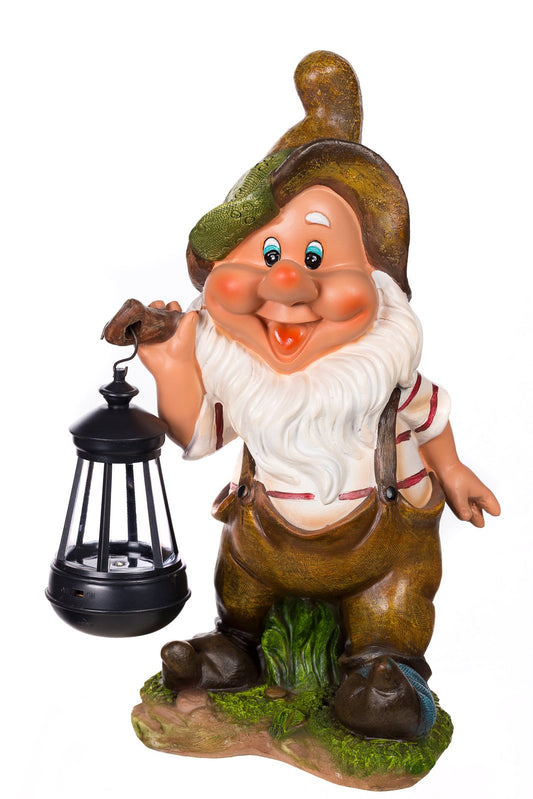 Birendy figure, dwarf, garden gnome with solar lamp NF11021-2D 37 cm