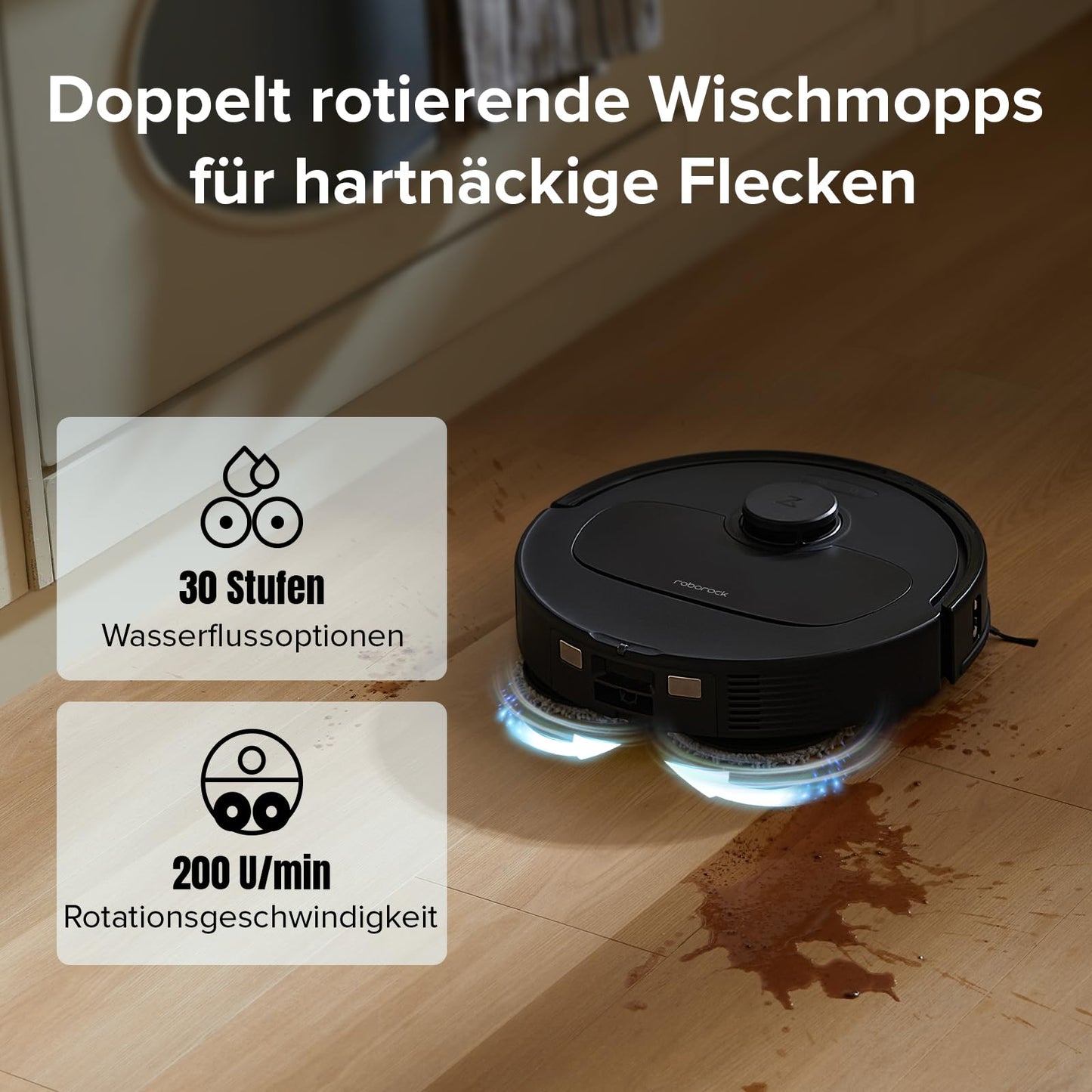 roborock Qrevo S robot vacuum with mopping function, 7000 Pa HyperForce® suction power, 45 dB(A) silent drying, PreciSense® LiDAR navigation, includes 2 mop cloths, robot vacuum set (Black)