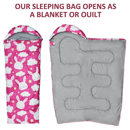 Children's sleeping bags - camping sleeping bags with carrying bag - compact sleeping bag for hiking, backpacking, 3 seasons, warm and cool weather, lightweight, waterproof, outdoor travel for boys.