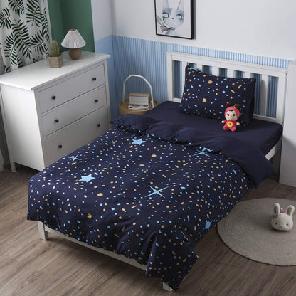 Children Glowing in the Dark Duvet Cover Blue Cartoon Stars Universe Bedding Set for Teenage Boys Girls Toddler Duvet Kids Starry Sky Decor Comforters With Zipper, 155 x 220