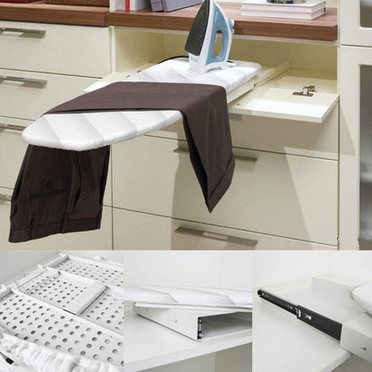 uyoyous Pull-Out Ironing Board 180° Rotatable Drawer Sliding Ironing Table Foldable Built-in Ironing Board with Heat-Resistant Cover for Closet Living Room Laundry Room 95.6 x 30 cm