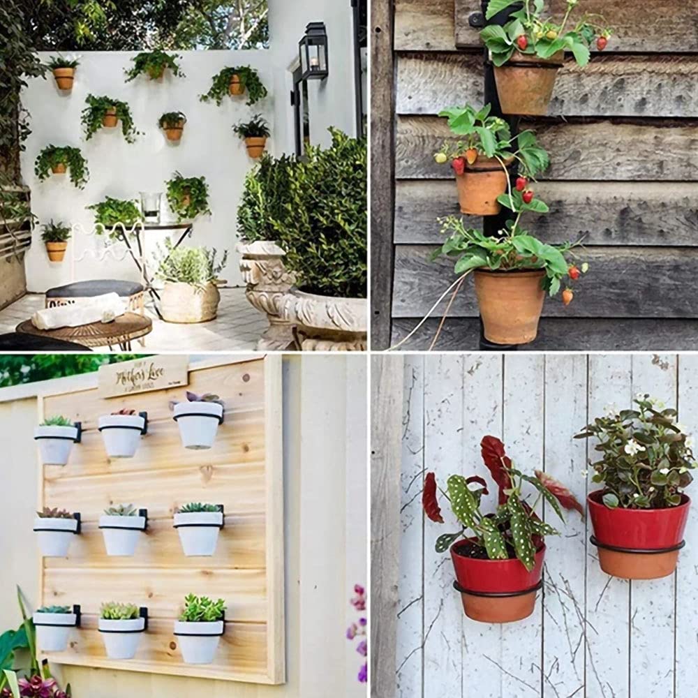3 pieces Flower Pot Wall Mounted Holder, Foldable Plant Pot Holder Wall, Metal Plant Pot Holder Pot Ring Hook, Used for Home Garden Balcony Outdoor Plant Pot Holder Wall (17.5 x 15 x 6.2 cm)