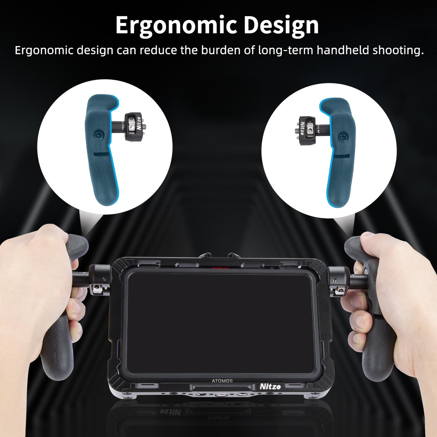 Nitze Side Handle, side handle kit with 1/4" screw and removable positioning pins for smartphone/iPad/monitor/camera cages - PA32D