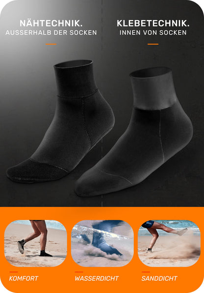 CAPAS Waterproof Neoprene Socks, 2mm thickness, for beach, volleyball, sand-proof socks, wetsuit, snorkel socks, keeps warm for men and women (Black, L)
